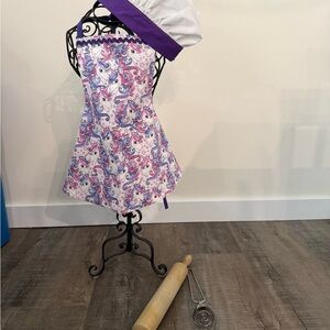 Unicorn Print Kids Apron and Chef Hat Set toddler